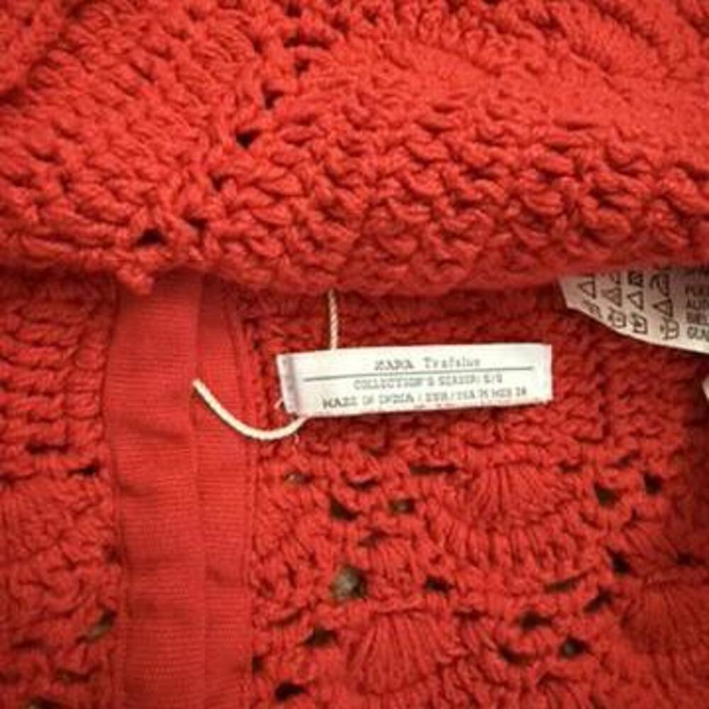 Red Crochet Knitted Halter Top Zara Women Small - Picture 2 of 3